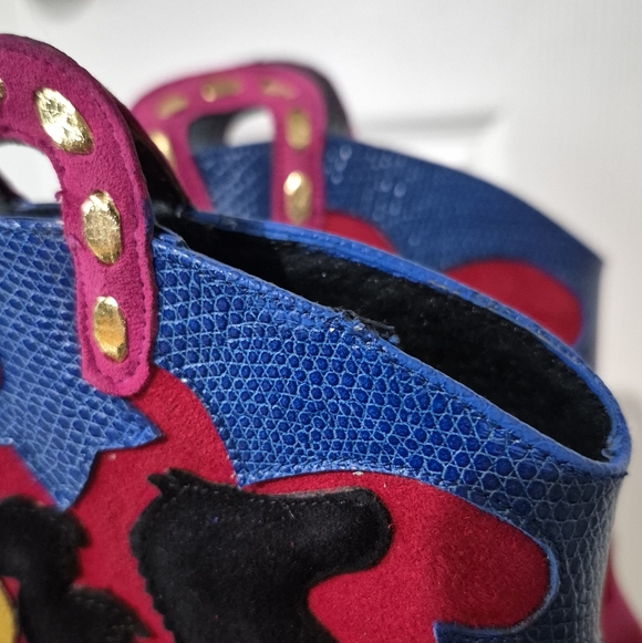 80s Vintage Zalo Colorful Suede Cowboy Boots Womens size 6.5 Made in Spain - Picture 9 of 16